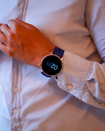 RELOJ T8 GRIS + PULSERA SILICÓN AZUL MARINO