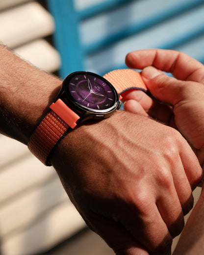 Reloj T7 Negro + Pulsera velcro naranja