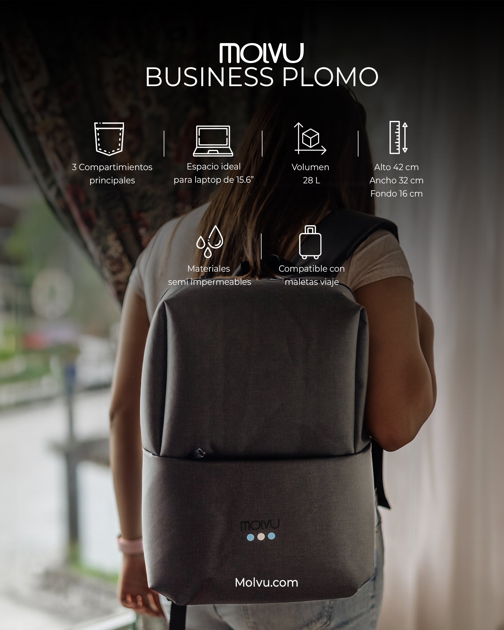 Mochila Business 2 Gris Oscuro