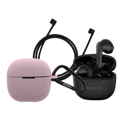 Audífonos K2 + estuche rosa + correa