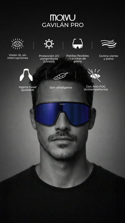 Infografía de Lentes Gavilán Pro Black Ice: características principales