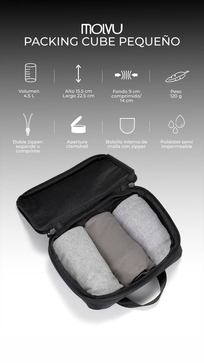 Infografía de Packing Cube Pequeño: características principales