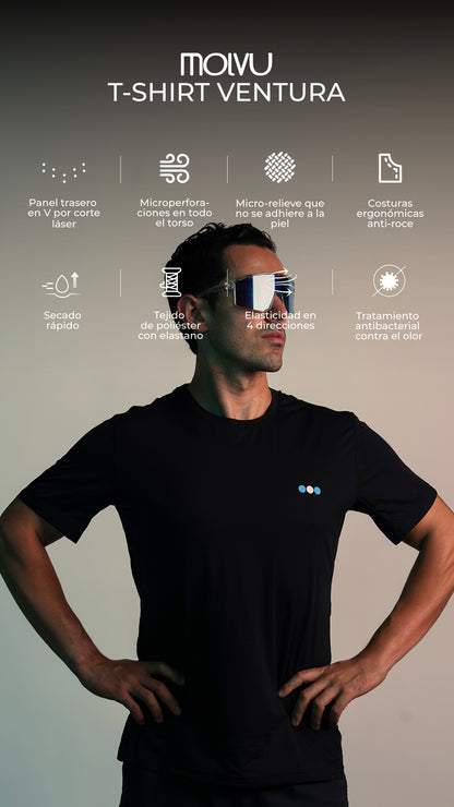 Infografía de Playera Ventura Hombre Negro: características principales
