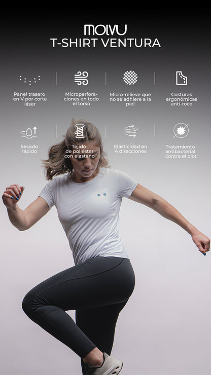 Infografía de Playera Ventura Mujer Blanco: características principales