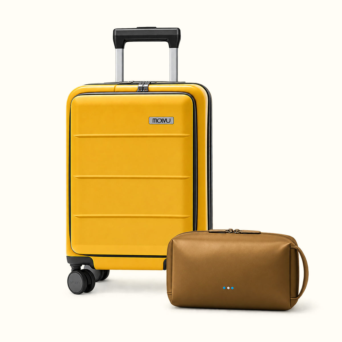 Combo Viaje Escapada: maleta carry on Viaje 2 amarilla y organizador Chunches XL khaki