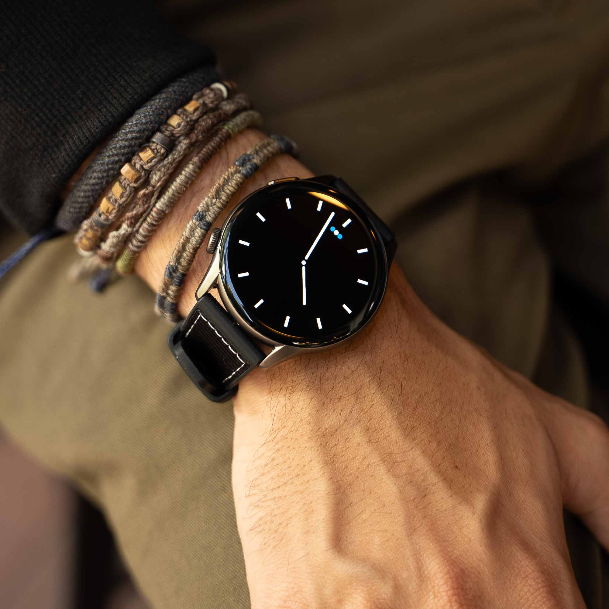 Pulsera T7 y T8 negro c/bordado