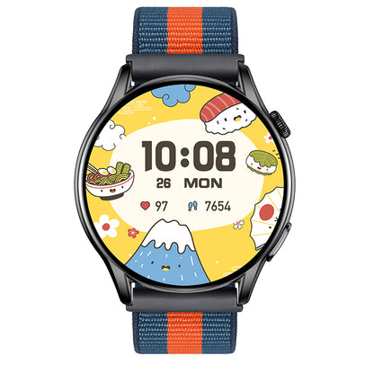 Reloj T7 Negro + Pulsera velcro azul naranja