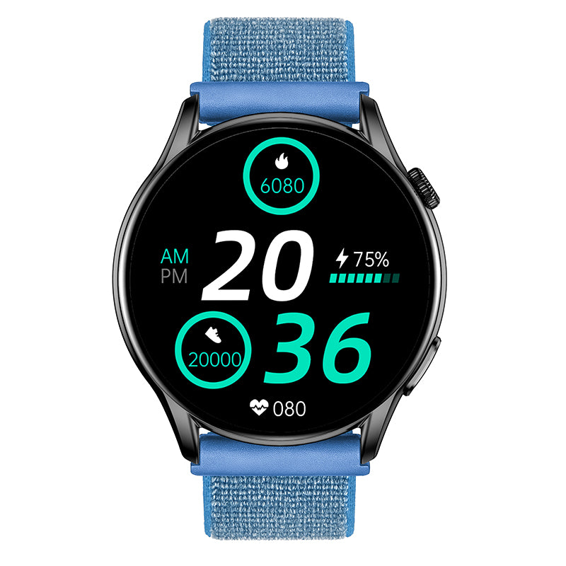 Reloj T7 Negro + Pulsera velcro azul