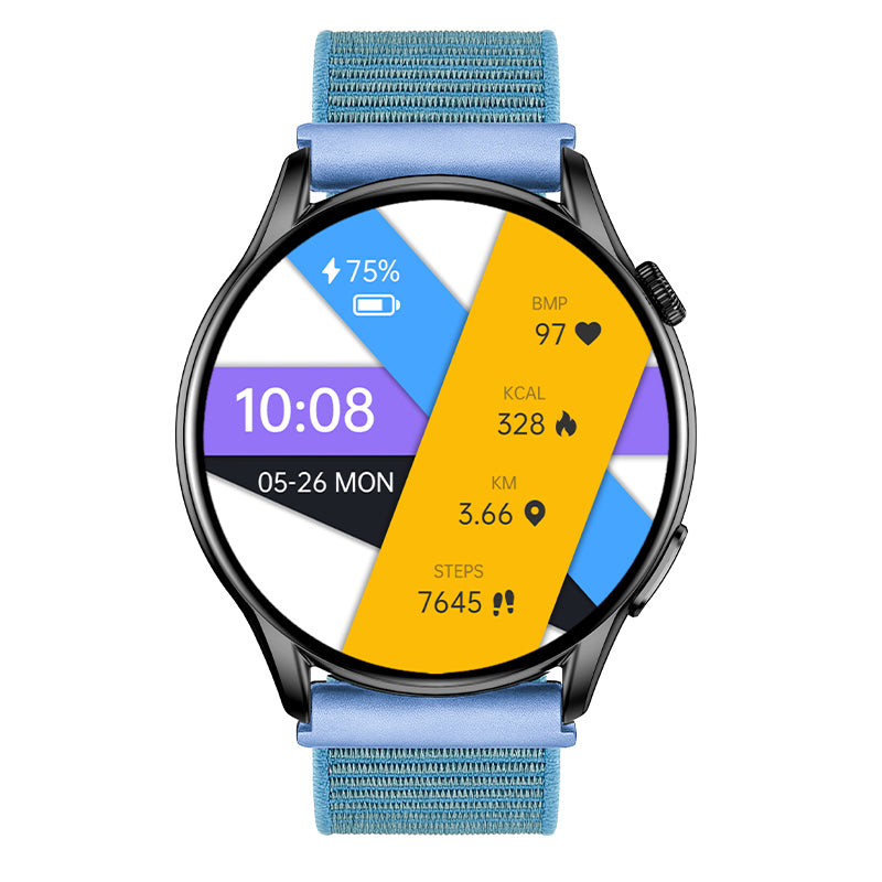 Reloj T7 Negro + Pulsera velcro celeste