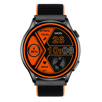 Reloj T7 Negro + Pulsera velcro negro con orilla naranja