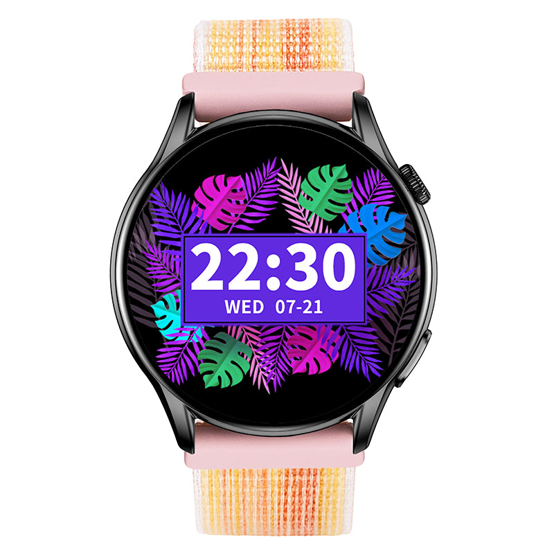 Reloj T7 Negro + Pulsera velcro rosa tonos claros blancos