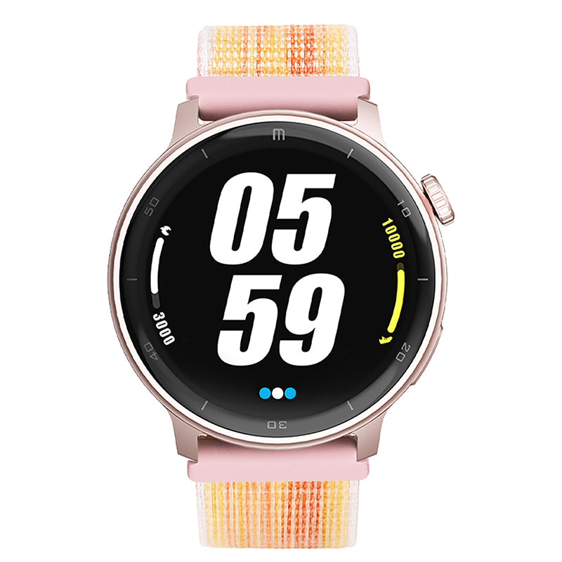 Reloj T8 Rosa + Pulsera velcro rosa tonos claros blancos
