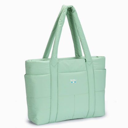 Tote Puff Verde Menta - vista lateral
