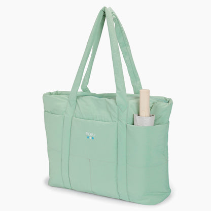 Tote Puff Verde Menta - organizador interno con zipper