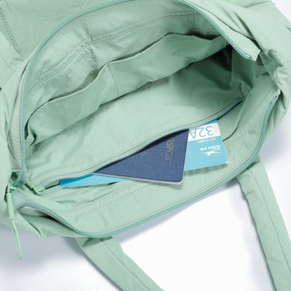Tote Puff Verde Menta - zipper superior
